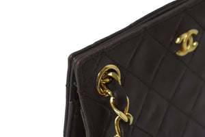 CHANEL シャネルチェーンショルダーバッグ ココマーク マトラッセ ラムスキン 1985〜1990 ダークブラウン ゴールド 美品 中古 57039