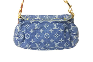 LOUIS VUITTON ルイヴィトン モノグラムデニム ミニプリーティ ハンドバッグ ロゴ ブルー ゴールド金具 M95050 中古 57069
