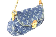Load image into Gallery viewer, LOUIS VUITTON ルイヴィトン モノグラムデニム ミニプリーティ ハンドバッグ ロゴ ブルー ゴールド金具 M95050 中古 57069