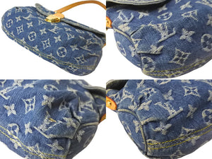 LOUIS VUITTON ルイヴィトン モノグラムデニム ミニプリーティ ハンドバッグ ロゴ ブルー ゴールド金具 M95050 中古 57069