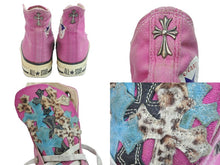 Load image into Gallery viewer, CONVERSE コンバース スニーカー クロムハーツコラボ ピンク クロスパッチ コットンキャンバス サイズ22 良品 中古 57097