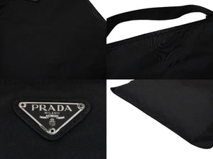 PRADA プラダ ショルダーバッグ 三角ロゴ トライアングルロゴ ナイロン ブラック シルバー 良品 中古 57104
