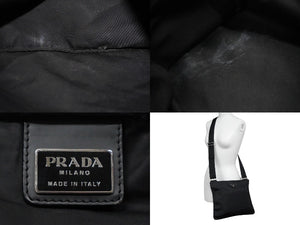 PRADA プラダ ショルダーバッグ 三角ロゴ トライアングルロゴ ナイロン ブラック シルバー 良品 中古 57104