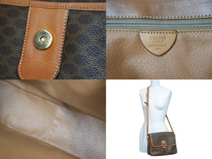 CELINE セリーヌ ショルダーバッグ マカダム柄 マカダム ブラウン ベージュ ゴールド金具 M11 美品 中古 57106