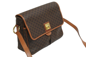 CELINE セリーヌ ショルダーバッグ マカダム柄 マカダム ブラウン ベージュ ゴールド金具 M11 美品 中古 57106
