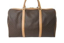 Load image into Gallery viewer, CELINE セリーヌ ボストンバッグ マカダム柄 ブラウン PVC レザー ゴールド金具 M13 美品 中古 57107