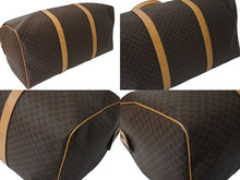 Load image into Gallery viewer, CELINE セリーヌ ボストンバッグ マカダム柄 ブラウン PVC レザー ゴールド金具 M13 美品 中古 57107