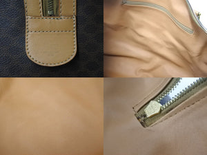 CELINE セリーヌ ボストンバッグ マカダム柄 ブラウン PVC レザー ゴールド金具 M13 美品 中古 57107