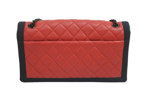 CHANEL シャネル マトラッセ チェーンショルダーバック バイカラー レッド ブラック シール カード 21番台 美品 中古 57115