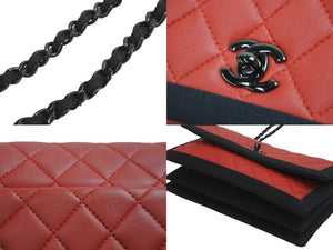 CHANEL シャネル マトラッセ チェーンショルダーバック バイカラー レッド ブラック シール カード 21番台 美品 中古 57115