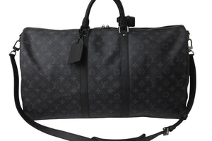 LOUIS VUITTON ルイヴィトン ボストンバッグ キーポルバンドリエール55 モノグラムエクリプス M40605 シルバー金具 美品 中古 57117