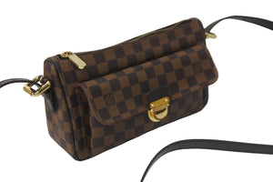 極美品 LOUIS VUITTON ルイヴィトン ショルダーバッグ ラヴェッロGM ダミエ N60006 廃番 ブラウン ゴールド金具 中古 57118