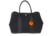 Load image into Gallery viewer, HERMES エルメス トートバッグ ガーデンパーティーPM 36 ブラック トワルオフィシエ ネゴンダ シルバー金具 美品 中古 57124