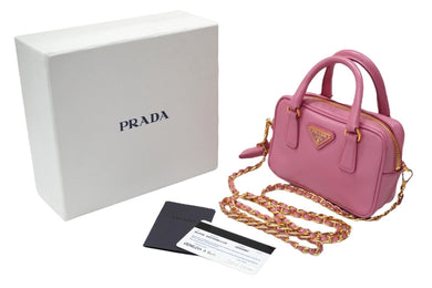 PRADA プラダ 2WAYミニバッグ ハンドバッグ サフィアーノ ピンク ゴールド金具 BL0705 良品 中古 57125