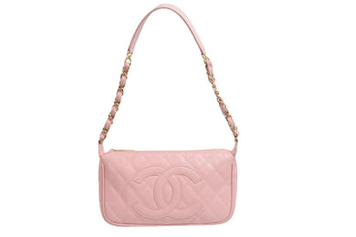 CHANEL シャネル チェーンハンドバッグ ピンク キャビアスキン 9番台 ココマーク ゴールド金具 美品 中古 57128
