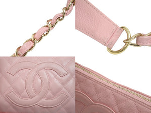 CHANEL シャネル チェーンハンドバッグ ピンク キャビアスキン 9番台 ココマーク ゴールド金具 美品 中古 57128