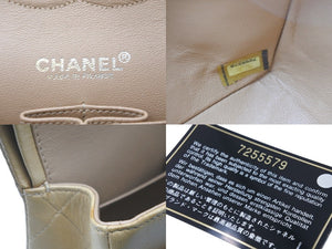 CHANEL シャネル マトラッセ Wフラップ 25cm チェーン ショルダーバッグ ベージュ 7番台 ココマーク ラムスキン 良品 中古 57131