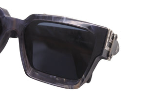 極美品 LOUIS VUITTON ルイヴィトン サングラス 1.1 ミリオネア 20SS グレーマーブル 58□17 145 Z1326E シルバー金具 中古 57137