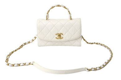 極美品 CHANEL シャネル マトラッセ チェーン ショルダーバッグ 31番台 2WAY ホワイト トップハンドル ココマーク 中古 57139