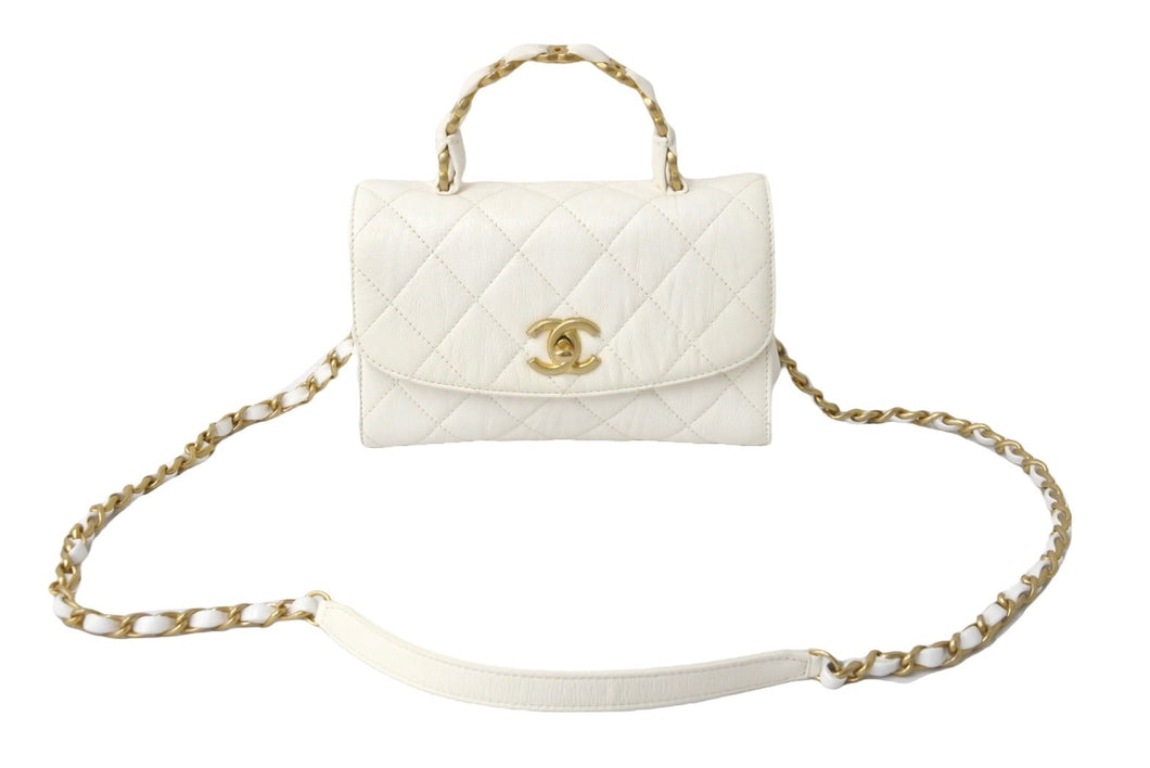 極美品 CHANEL シャネル マトラッセ チェーン ショルダーバッグ 31番台 2WAY ホワイト トップハンドル ココマーク 中古 57139