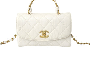 極美品 CHANEL シャネル マトラッセ チェーン ショルダーバッグ 31番台 2WAY ホワイト トップハンドル ココマーク 中古 57139