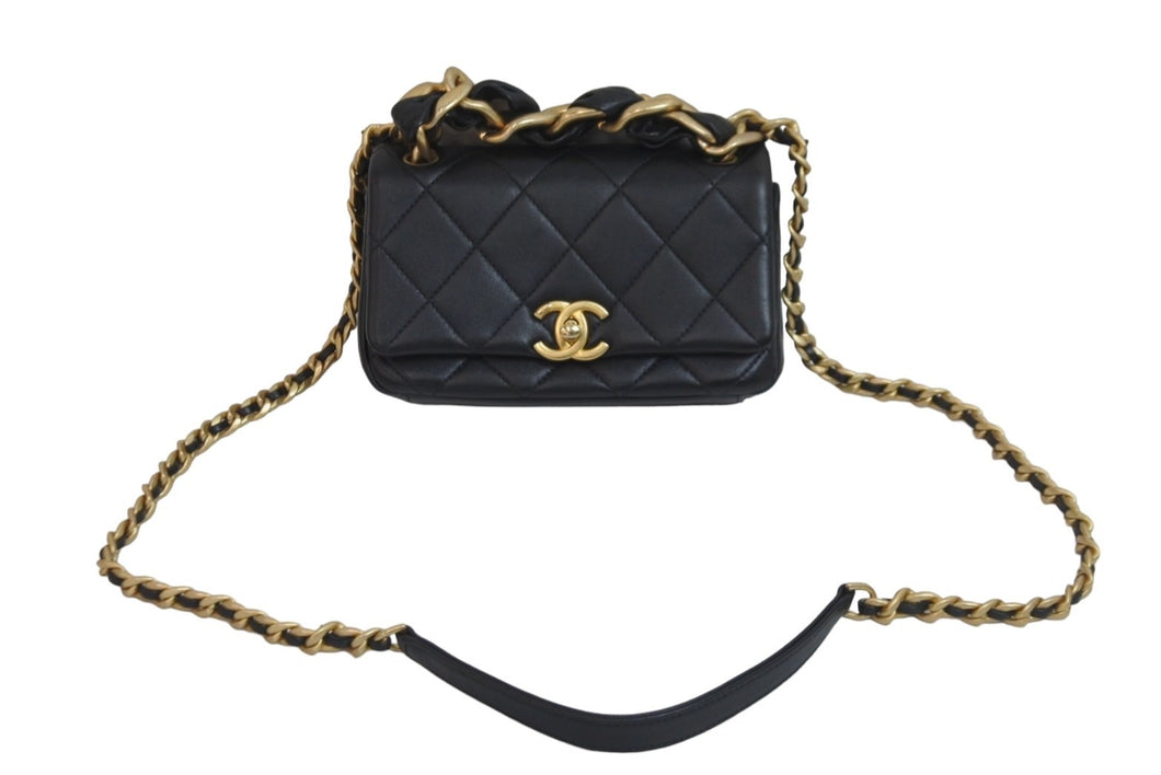 極美品 CHANEL シャネル 2way ショルダーバッグ ミニ マトラッセ 31番台 ブラック ラムスキン ゴールド金具 中古 57143