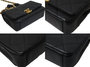 極美品 CHANEL シャネル 2way ショルダーバッグ ミニ マトラッセ 31番台 ブラック ラムスキン ゴールド金具 中古 57143