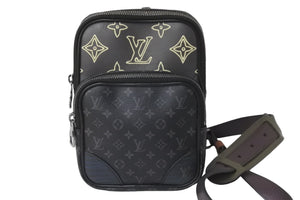 LOUIS VUITTON ルイヴィトン ショルダーバッグ アマゾンスリングバッグ モノグラムエクリプス M45439 シルバー 美品 中古 57147