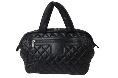 CHANEL シャネル ボストンバッグ ココマーク コココクーン A47205 20番台 2015 ナイロン レザー ブラック シルバー 美品 中古 57160
