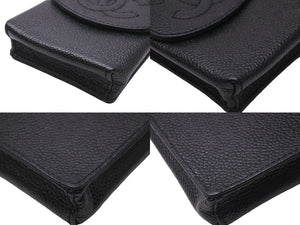 極美品 CHANEL シャネル シガレットケース タバコケース ココマーク 6番台 01A ブラック キャビアスキン A13511 中古 57163
