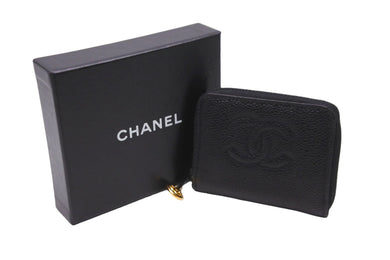CHANEL シャネル コインケース ココマーク 3番台 ブラック キャビアスキン ゴールド金具 美品 中古 57164