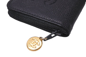 CHANEL シャネル コインケース ココマーク 3番台 ブラック キャビアスキン ゴールド金具 美品 中古 57164