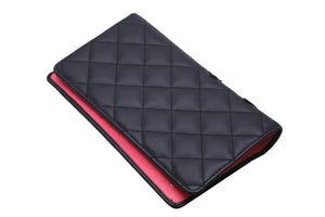 CHANEL シャネル 長財布 ブラック カンボンライン 21番台 ココマーク ラムスキン シルバー金具 美品 中古 57165