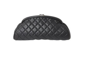 CHANEL シャネル マトラッセ がま口 クラッチバッグ ポーチ 11番台 ブラック ラムスキン シルバー金具 美品 中古 57174