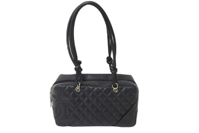 CHANEL シャネル カンボンライン ボーリング バッグ ショルダーバッグ 10番台 カーフスキン ブラック ココマーク 良品 中古 57178