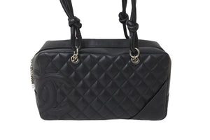 CHANEL シャネル カンボンライン ボーリング バッグ ショルダーバッグ 10番台 カーフスキン ブラック ココマーク 良品 中古 57178