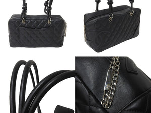 CHANEL シャネル カンボンライン ボーリング バッグ ショルダーバッグ 10番台 カーフスキン ブラック ココマーク 良品 中古 57178