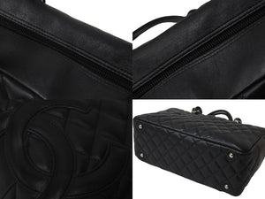 CHANEL シャネル カンボンライン ボーリング バッグ ショルダーバッグ 10番台 カーフスキン ブラック ココマーク 良品 中古 57178