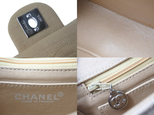 CHANEL シャネル チェーンショルダーバッグ ココマーク 6番台 2000年 コットン ジャージ ベージュ シルバー金具 美品 中古 57182
