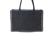Load image into Gallery viewer, PRADA プラダ テスート エティケット トートバッグ ナイロン スタッズ 1BG122 ブラック ロゴ レザー 美品 中古 57188