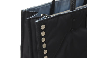 PRADA プラダ テスート エティケット トートバッグ ナイロン スタッズ 1BG122 ブラック ロゴ レザー 美品 中古 57188
