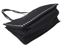 Load image into Gallery viewer, PRADA プラダ テスート エティケット トートバッグ ナイロン スタッズ 1BG122 ブラック ロゴ レザー 美品 中古 57188
