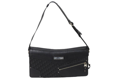 Christian Dior クリスチャンディオール ハンドバッグ トロッター ブラック キャンバス レザー シルバー金具 美品 中古 57192