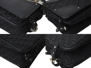 Christian Dior クリスチャンディオール ハンドバッグ トロッター ブラック キャンバス レザー シルバー金具 美品 中古 57192