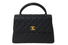 Load image into Gallery viewer, CHANEL シャネル ハンドバッグ トップハンドル ケリー型 4番台 キャンバス ブラック ゴールド金具 美品 中古 57193