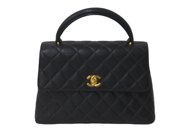 CHANEL シャネル ハンドバッグ トップハンドル ケリー型 4番台 キャンバス ブラック ゴールド金具 美品 中古 57193