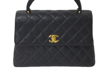 Load image into Gallery viewer, CHANEL シャネル ハンドバッグ トップハンドル ケリー型 4番台 キャンバス ブラック ゴールド金具 美品 中古 57193
