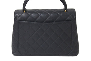 CHANEL シャネル ハンドバッグ トップハンドル ケリー型 4番台 キャンバス ブラック ゴールド金具 美品 中古 57193