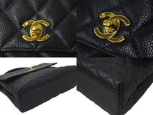 Load image into Gallery viewer, CHANEL シャネル ハンドバッグ トップハンドル ケリー型 4番台 キャンバス ブラック ゴールド金具 美品 中古 57193
