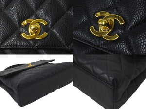 CHANEL シャネル ハンドバッグ トップハンドル ケリー型 4番台 キャンバス ブラック ゴールド金具 美品 中古 57193